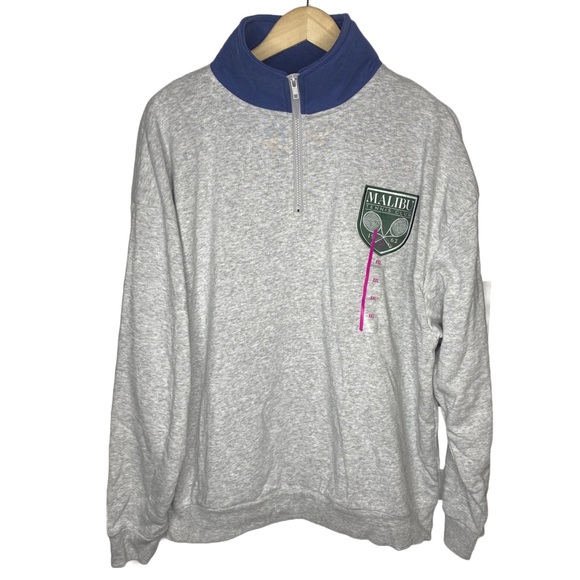 Zoe + Liv Malibu Tennis Club Graphic Heather Gray Zippered Sweatshirt Size XXL - Picture 5 of 13